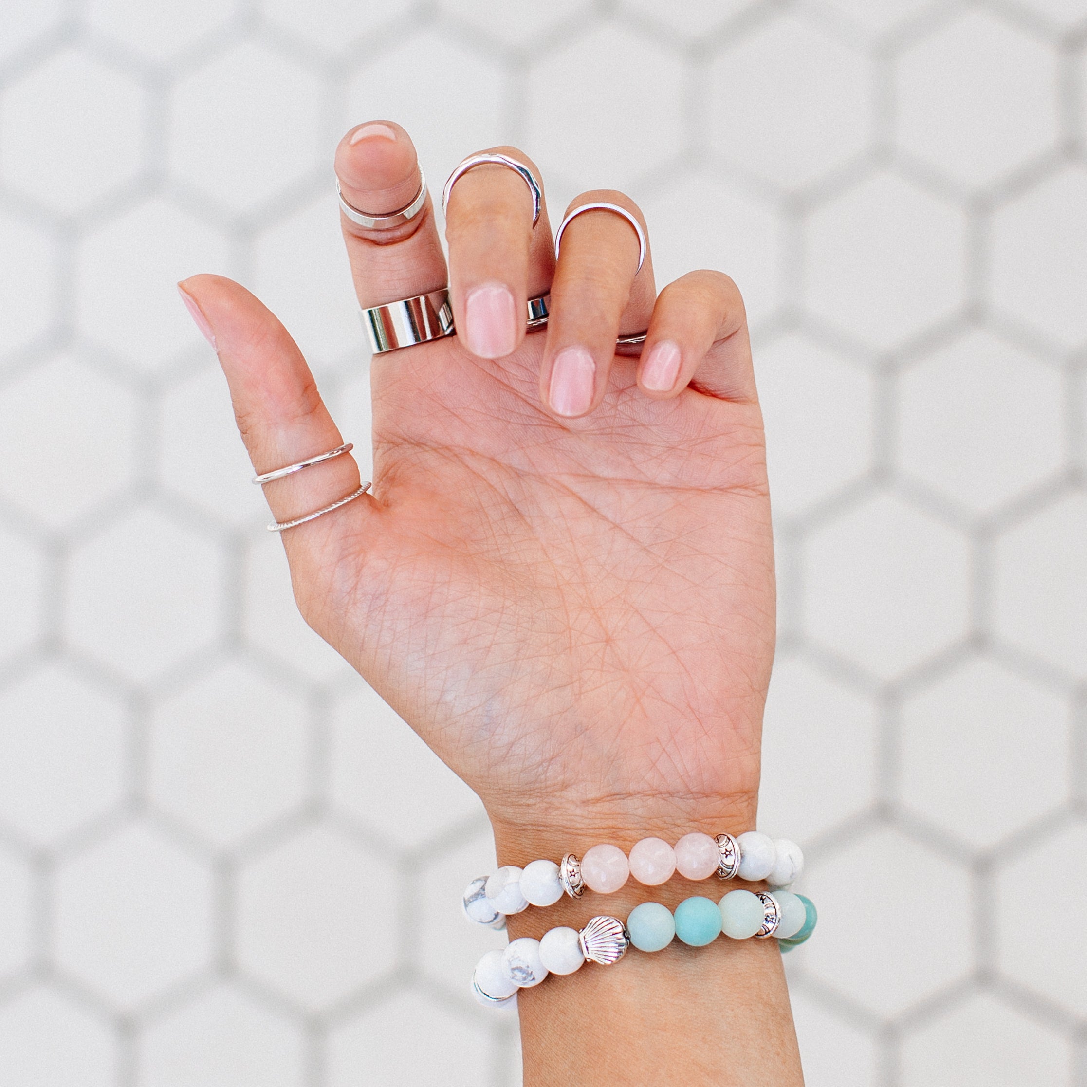 Seaglass and Seashell sterling silver bracelet